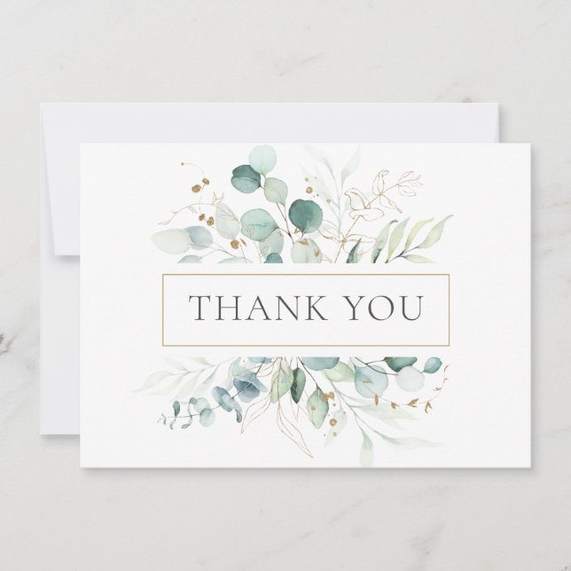 Aquarelle Eucalyptus Merci vert (Devant)