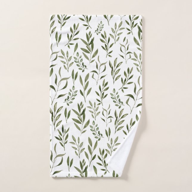 Aquarelle Eucalyptus Motif Feuille (Serviette à main)