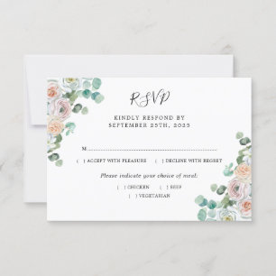 Aquarelle Eucalyptus Rose mariage botanique RSVP