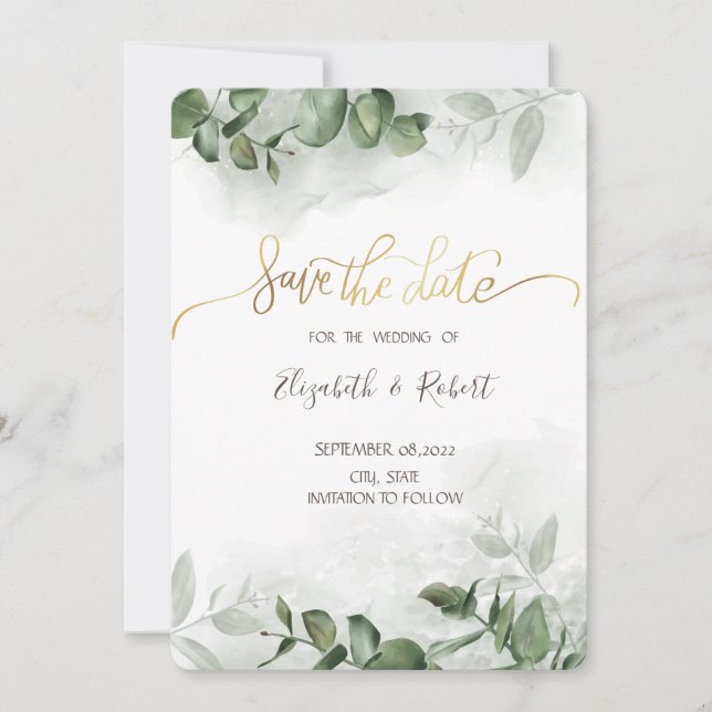 Aquarelle Eucalyptus Végétation Faire-Part de Préa (Devant)