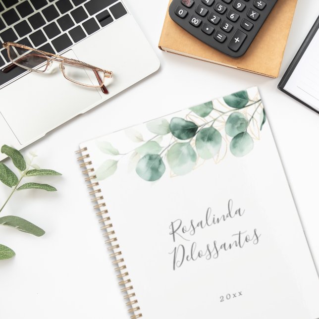 Aquarelle Eucalyptus Verdure Gold Foliage (Watercolor Eucalyptus Greenery Gold Foliage Planner)