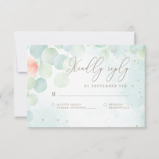 Aquarelle Eucalyptus Verdure Monogramme RSVP (Devant)