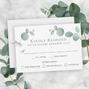 Aquarelle Eucalyptus Verdure RSVP avec Entrees