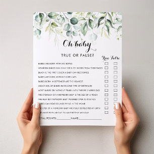 Aquarelle Eucalyptus Vert Oh Baby shower Jeu