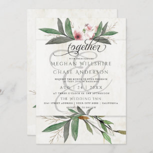 Aquarelle Faire-part de mariage de fleurs botaniqu