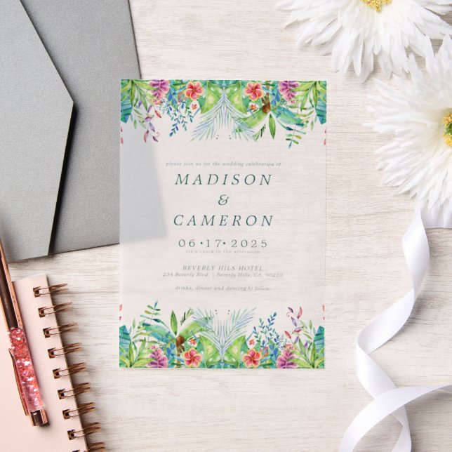 Aquarelle Faire-part de mariage de fleurs tropical (Mariage)