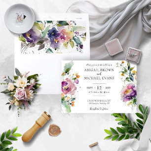 Aquarelle Faire-part de mariage florale