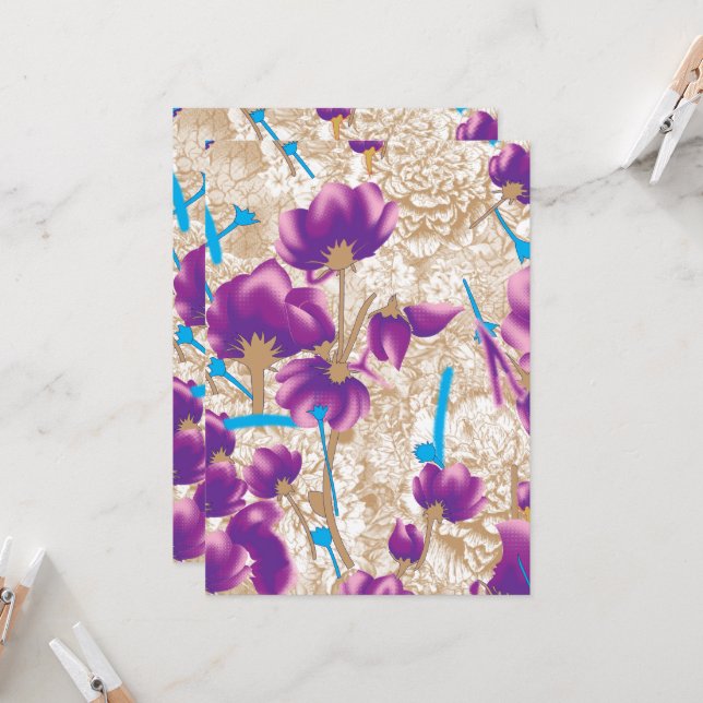 Aquarelle Faire-part de mariage florale | Modifiab (Devant/Arrière en situation)