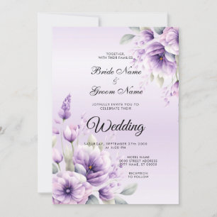 Aquarelle Faire-part de mariage Florale pourpre