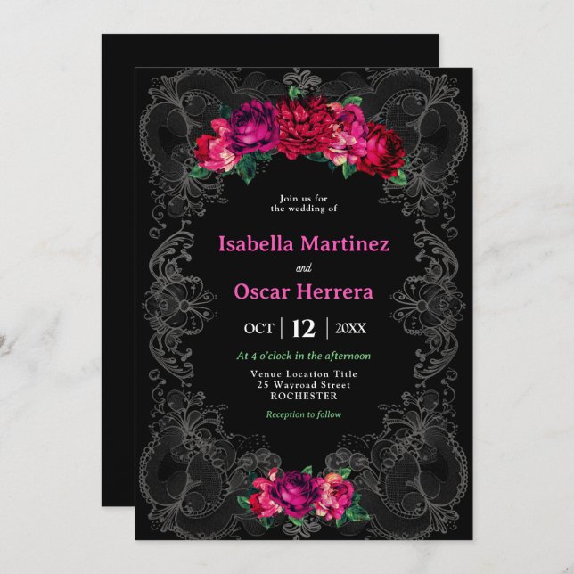 Aquarelle faire-part de mariage mexicaine (Devant / Derrière)