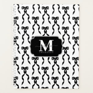 Aquarelle fantaisie Noir Bow Mariage monogramme