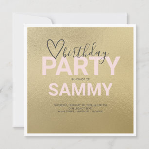 Aquarelle Faux Gold et Pale Rose Party