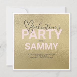 Aquarelle Faux Gold et Pink Galentine's Party