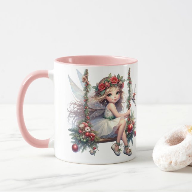Aquarelle Fée de Noël | Mug Festif Holiday (Avec donut)