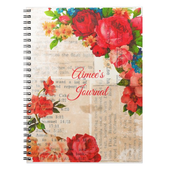 Aquarelle féminine Jardin Fleurs Journal (Devant)