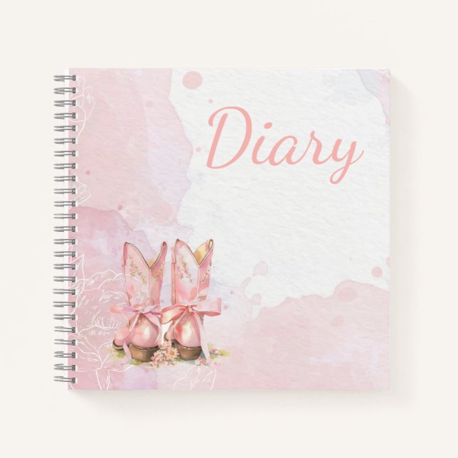 Aquarelle féminine rose Journal (Devant)