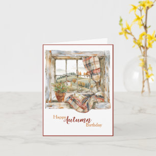 Aquarelle Fenêtre Automne Carte d'anniversaire