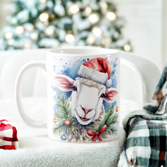 Aquarelle Festif Mouton de Noël Mug (Créateur téléchargé)