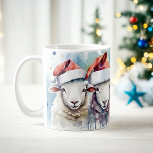 Aquarelle Festif Mouton de Noël Mug