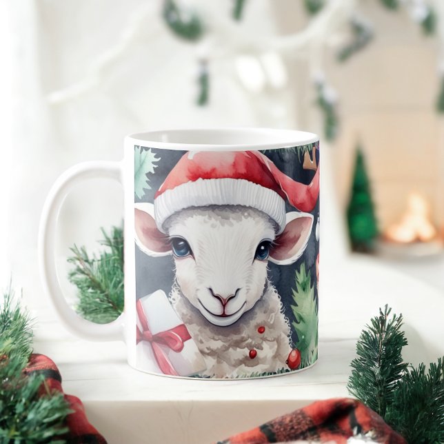 Aquarelle Festif Mouton de Noël Mug (Créateur téléchargé)