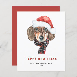 Aquarelle Festive Dachshund Père Noël Joyeux Howli