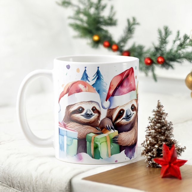 Aquarelle Festive fentes fêtes de Noël Mug (Créateur téléchargé)