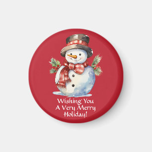 Aquarelle Festive Snowman Magnet de vacances
