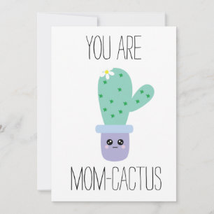 Aquarelle Fête des mères Funny Kawaii Cactus Carte