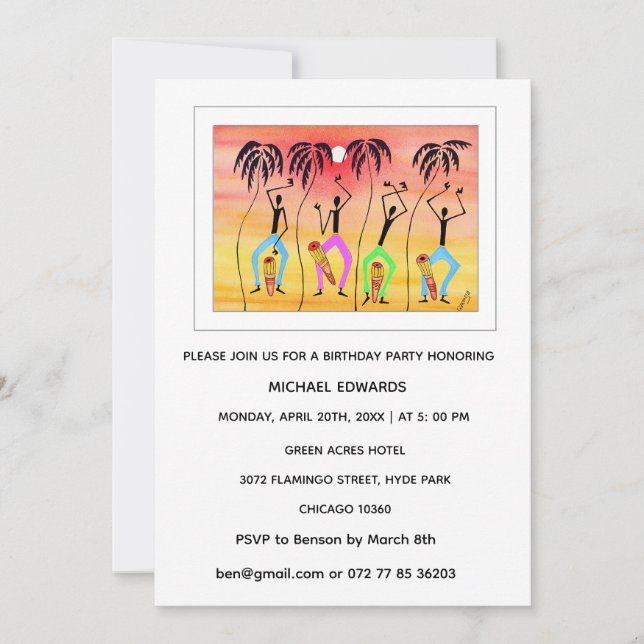 Aquarelle, Fêtons, Invitation d'anniversaire (Devant)