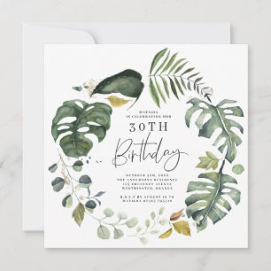 Aquarelle feuillage 30e anniversaire invitation