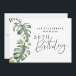 Aquarelle feuillage 30e anniversaire invitation<br><div class="desc">Aquarelle feuillage botanique 30e anniversaire invitation à la fête. Belles aquarelles florales imprimées à la main et texte de script moderne. Partie d'une collection de fêtes.</div>