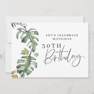 Aquarelle feuillage 30e anniversaire invitation