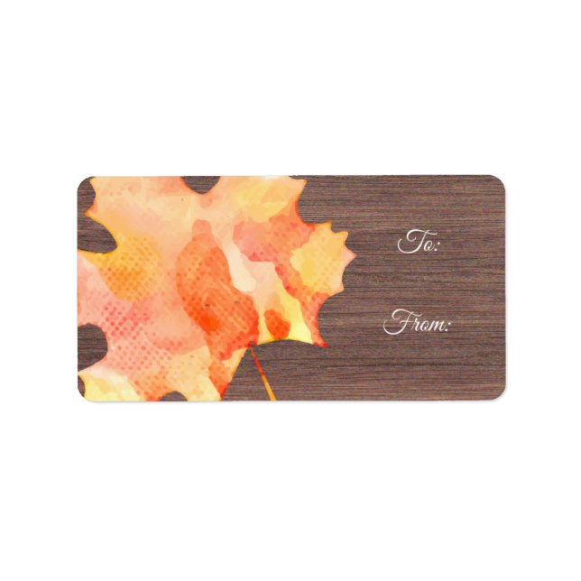 Aquarelle Feuille d'automne Thanksgiving étiquette (Devant)