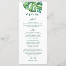 Aquarelle Feuille de palme - menu de mariage de de