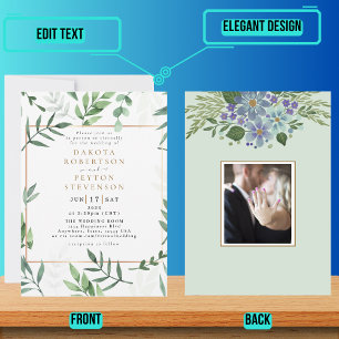 Aquarelle Feuilles 04a Faire-part de mariage