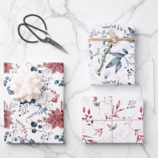 Aquarelle Feuilles d'enveloppement de Noël Ensembl