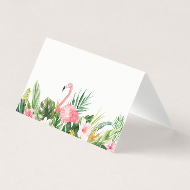 Aquarelle Feuilles tropicaux avec Flamant rose (Front)