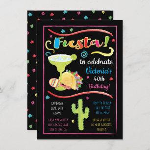 Aquarelle Fiesta mexicaine Invitation d'anniversai