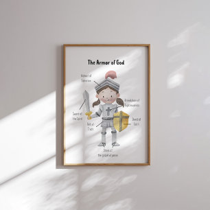 Aquarelle Filles l'armure de Dieu poster