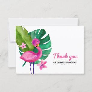 Aquarelle Flamant rose rose Merci tropical