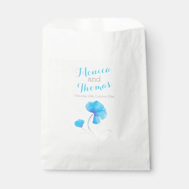 aquarelle fleur bleu gris gris sacs de faveur mari (Devant)