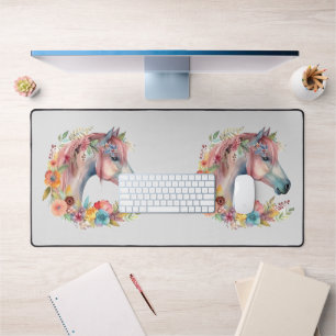 Aquarelle Fleur Boho Horse Pastel