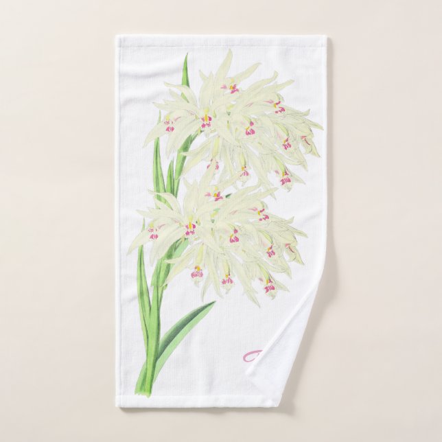 Aquarelle Fleur Orchidée Blanche Personnalisée (Serviette à main)