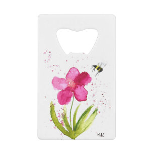 Aquarelle fleur rose bourdon