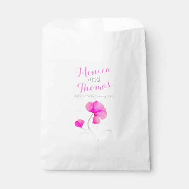 aquarelle fleur rose gris rose sacs de mariage (Devant)