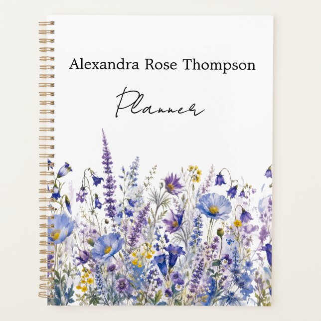 Aquarelle Fleur Sauvage Bleu Violet (Devant)