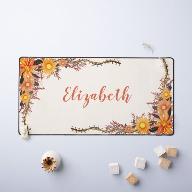 Aquarelle Fleur sauvage Boho Jaune Orange Personne (Tableau pour enfants)