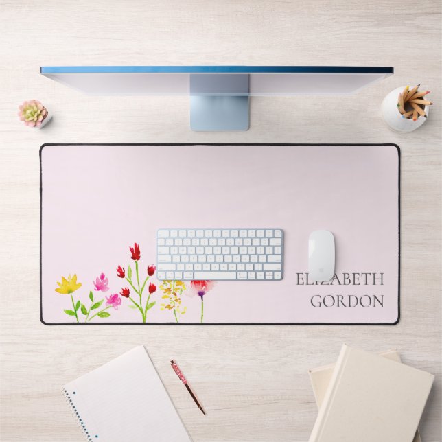 Aquarelle fleur sauvage Floral Boho Chic Moderne (Bureau 1)