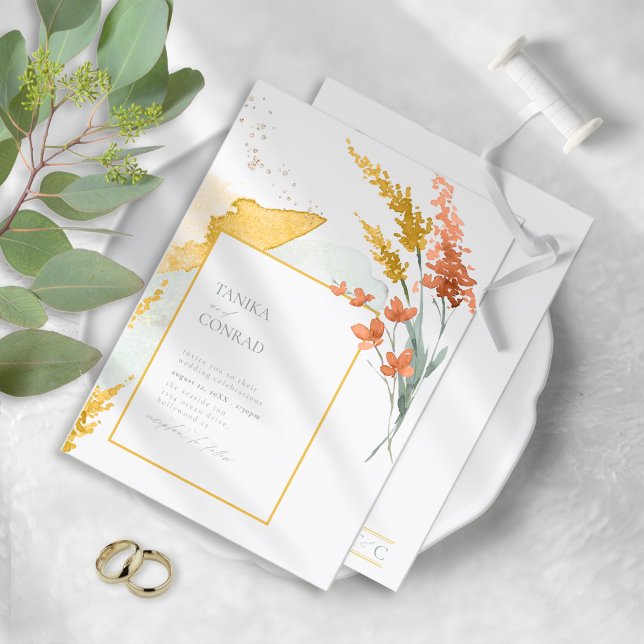 Aquarelle fleur sauvage Mariage Gold ID954 (Créateur téléchargé)