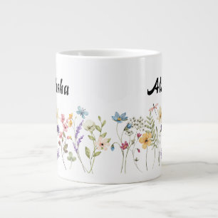 Aquarelle fleur sauvage Mug de café personnalisé